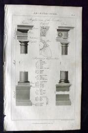 Good 1813 Antique Print. Architecture Columns 03