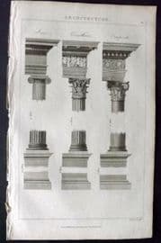 Good 1813 Antique Print. Architecture Columns 04