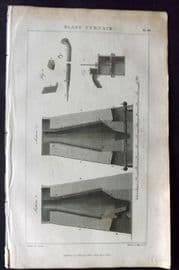 Good 1813 Antique Print. Blast Furnace 90