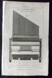 Good 1813 Antique Print. Organ made by Flight & Robson 126