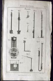 Good 1813 Antique Print. Pneumatics. Barmoters 23