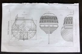 Good 1813 Antique Print. Ship Building - Projection. Stern 159