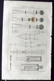 Good 1813 Antique Print. Telescope. Astronomy 168