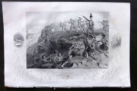 H. Tyrrell 1858 Print. Highlanders Attacking the Russian Redoubt, Battle of Alma