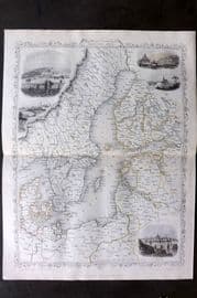 H. Tyrrell & Tallis Rapkin 1858 Antique Map. Baltic Sea