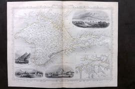 H. Tyrrell & Tallis Rapkin 1858 Antique Map. The Crimea