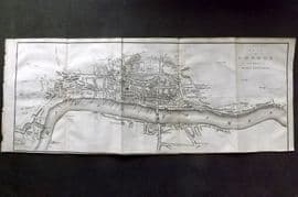 Hughson 1805 Antique Map. Plan of London in the Reign of Queen Elizabeth