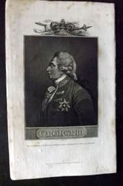 Hughson 1805 Antique Portrait Print. George III