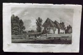 Hughson 1805 Antique Print. Bengeo Church, with part of Hertford
