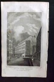 Hughson 1805 Antique Print. Drury Lane Theatre, London