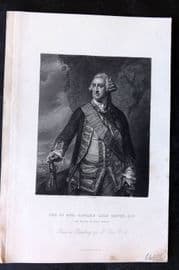 Hume C1850 Antique Porttrait Print. Edward Lord Hawke