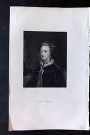 Hume C1850 Antique Porttrait Print. Mary Stuart, Queen of Scots