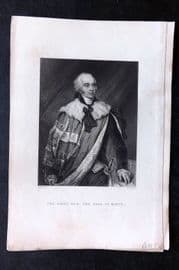 Hume C1850 Antique Porttrait Print. The Earl of Minto