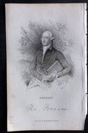 Jardine 1834 Antique Print. Portrait of Thomas Pennant