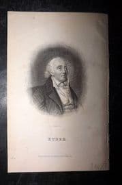 Jardine 1843 Antique Print. Portrait of Huber