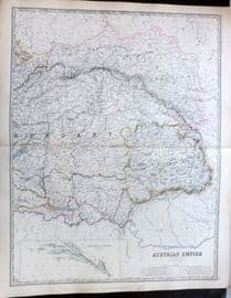 Johnston 1861 Large Antique Map. Austrian Empire. Eastern Sheet