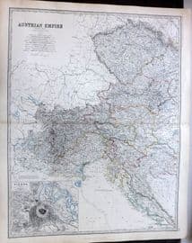 Johnston 1861 Large Antique Map. Austrian Empire. Western Sheet