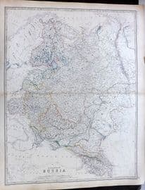 Johnston 1861 Large Antique Map. European Russia