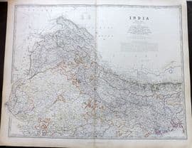 Johnston 1861 Large Antique Map. India (Northern Sheet)