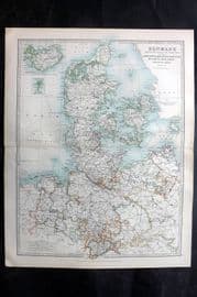 Johnston 1906 Antique Map. Denmark