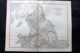 Johnston 1906 Antique Map. England and Wales - Northern Sheet