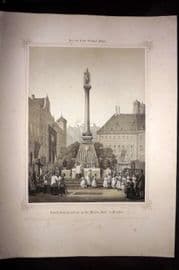 King Ludwig Album 1850's LG Folio Print. Marian Column, Munich, Germany