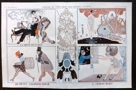 La Via Parisienne 1917 Art Deco Double Print. Contes de Fees by George Barbier