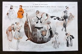 La Via Parisienne 1917 Art Deco Double Print. La Mode en Raccourci by Vincent