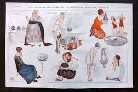 La Via Parisienne 1917 Art Deco Double Print. Les Locataires by Leonnec