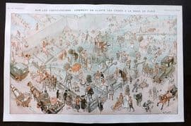 La Via Parisienne 1917 Art Deco Double Print. Sur les Fortifications by Neziere