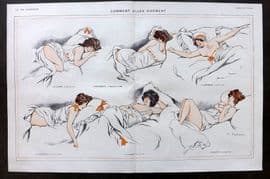 La Vie Parisienne 1917 Art Deco Double Print. Comment Elles Dorment by Fabiano