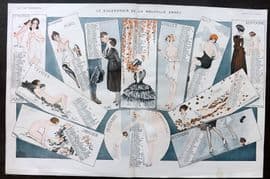 La Vie Parisienne 1917 Art Deco Double Print. La Calendrier de la Nouvelle Annee