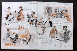 La Vie Parisienne 1917 Art Deco Double Print. La Reduction de Menu by Vincent