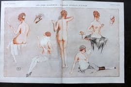 La Vie Parisienne 1917 Art Deco Double Print. Les Cinq Academies by Leonnec