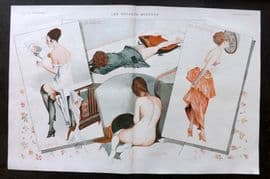 La Vie Parisienne 1917 Art Deco Double Print. Les Defauts Mignons by Leonnec