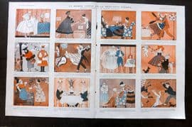 La Vie Parisienne 1917 Art Deco Double. Le Bonne Gisele et la Mechante Sidonie
