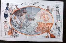 La Vie Parisienne 1917 Art Deco Double. Le Majeste le Printemps by Herouard