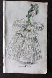 Ladies' Cabinet 1834 Hand Colored Fashion Plate. Carriage Dress 21
