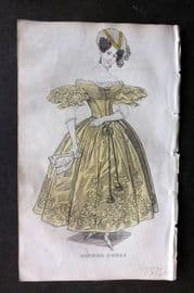 Ladies' Cabinet 1834 Hand Colored Fashion Plate. Dinner Dress 16