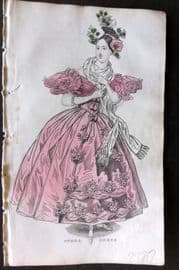 Ladies' Cabinet 1834 Hand Colored Fashion Plate. Opera Dress 13