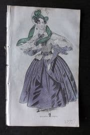 Ladies' Cabinet 1834 Hand Colored Fashion Plate. Walking Dress 19
