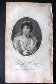 Lady's Monthly Museum 1805 Portrait Print. Princess of Orange