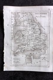 Levasseur 1838 Antique Map. Angleterre. England
