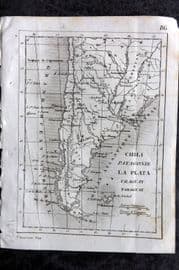 Levasseur 1838 Antique Map. Chili, Patagonie, la Plata, Uruguay, Paraguay. Chile