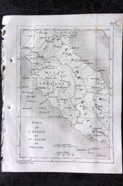 Levasseur 1838 Antique Map. Etats de l'Eglise et Duche de Toscane. Tuscany Italy