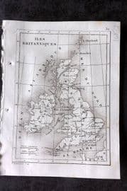 Levasseur 1838 Antique Map. Iles britanniques. British Isles