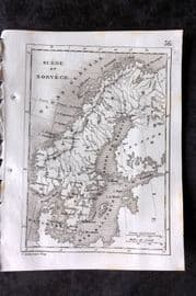 Levasseur 1838 Antique Map. Suede et Norwege. Sweden and Norway