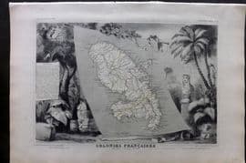 Levasseur 1852 Antique Map. Colonies Francaises. Martinique