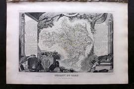 Levasseur 1852 Antique Map. Departt Du Gard, France