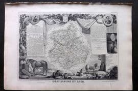 Levasseur 1852 Antique Map. Dept D'Eure et Loir, France